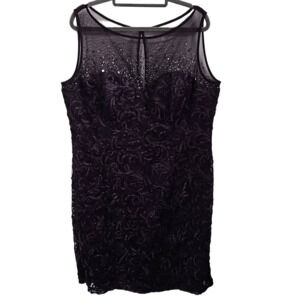 Ignite Evenings Purple Sleeveless Knee Length Formal Dress Size 18 Plus Size